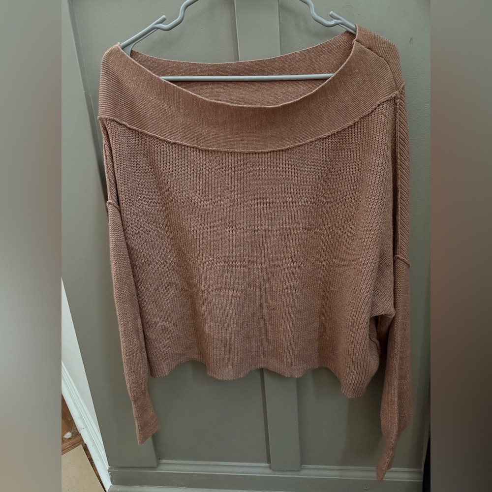 Free People Off-Shoulder Beige Sweater - Picture 2 of 11